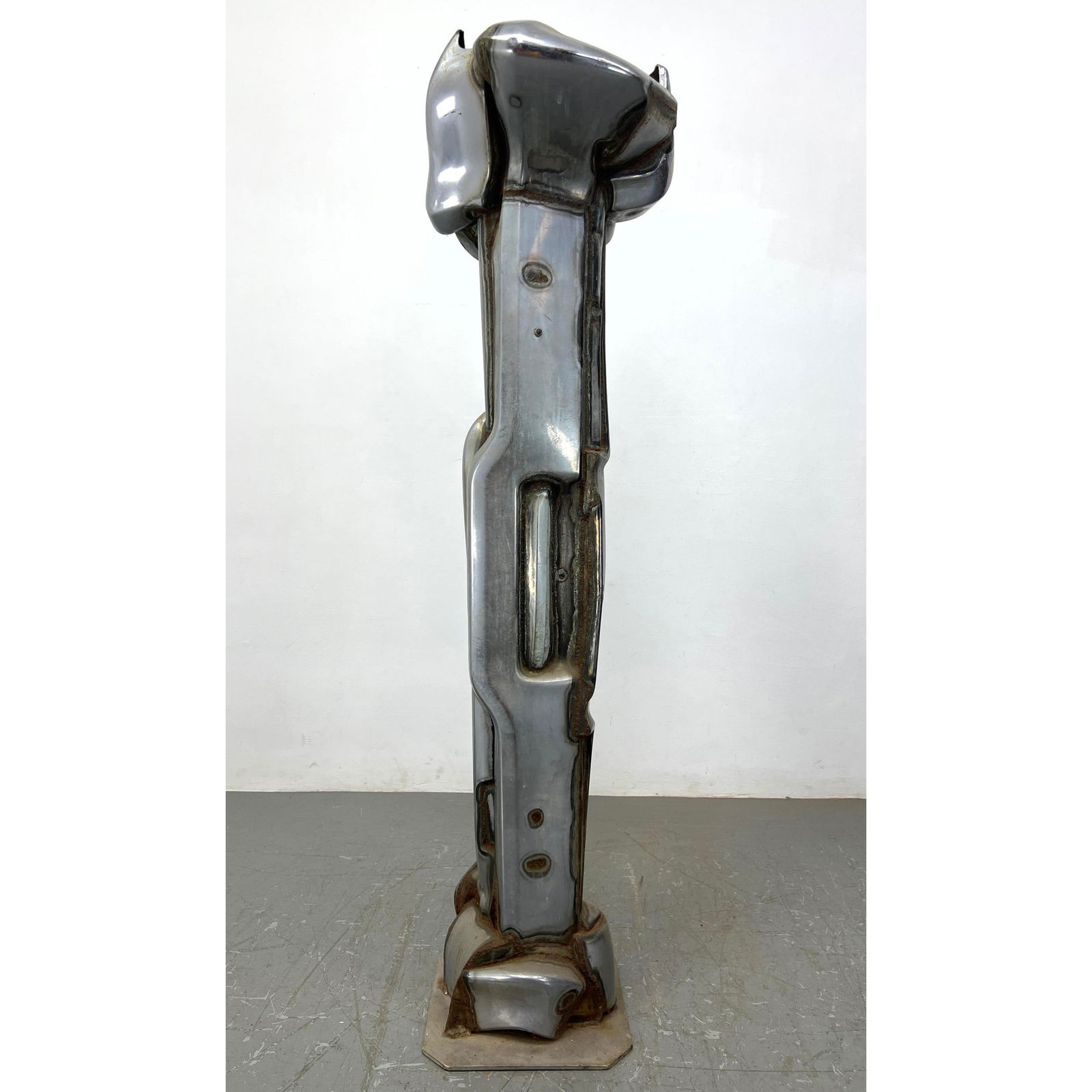 JASON SELEY Welded Car Bumper Tall Lamp. Industrial Sculpture. 1974.  Designed to function as Lamp; (1 of 11)
