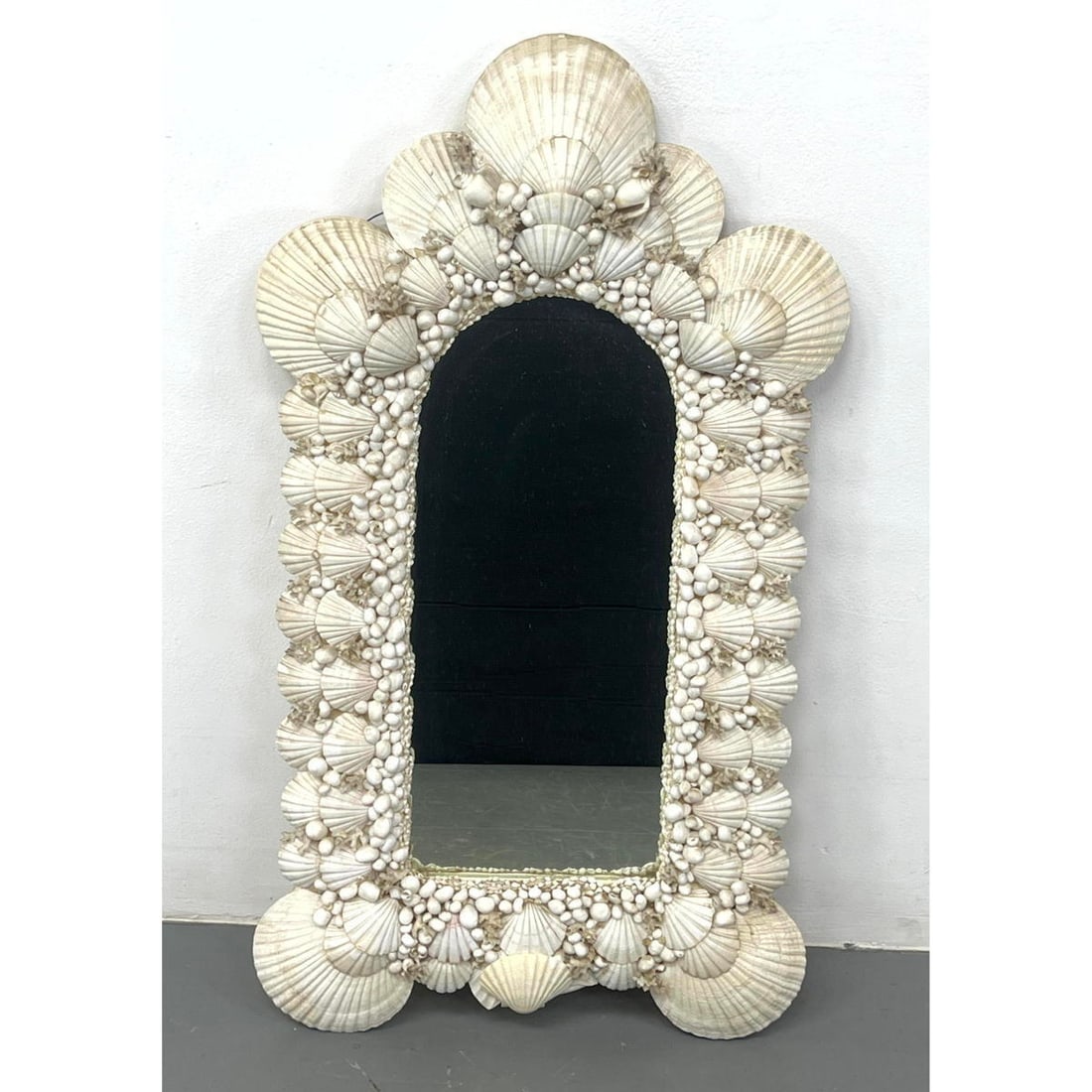 GARDEN of EDEN Real Sea Shell Framed Mirror. Large. Scallop Shells, Corals, etc. Label. (1 of 9)