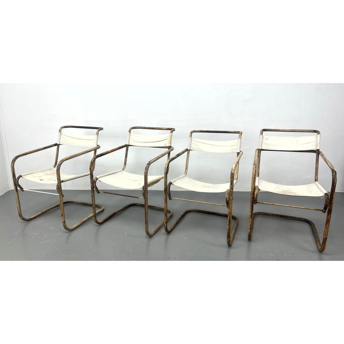 Set 4 Machine age bauhaus tubular patio chairs (1 of 12)