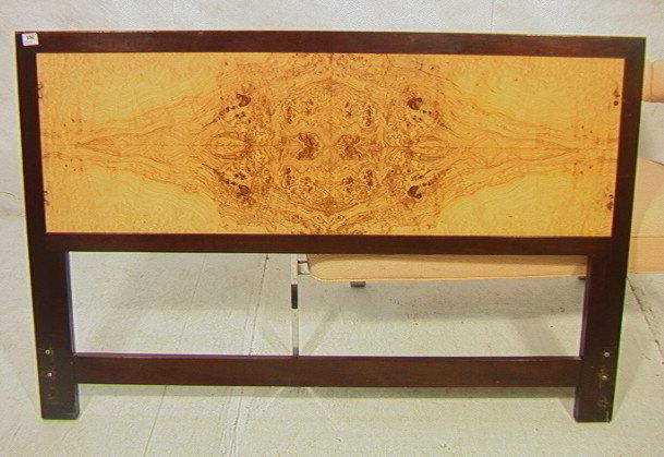 HARVEY PROBBER Burled Wood Headboard. American Mo: HARVEY PROBBER Burled Wood Headboard. American Modern bed headboard with dark wood frame & attractive burled wood panel.-- Dimensions: H: 39 inches: W: 60 inches ---