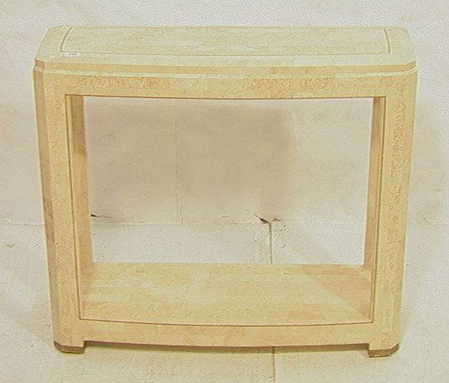 Maitland Smith Stone & Brass Console Table. Unma: Maitland Smith Stone & Brass Console Table. Unmarked. -- Dimensions: H: 30.5 inches: W: 35.5 inches: D: 13 inches ---