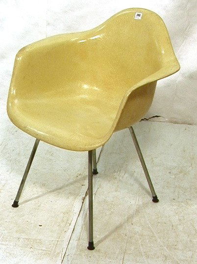 Early Herman Miller Fiberglass Shell Chair ZENITH: Herman Miller Fiberglass Shell Chair. Zinc Legs. early Zenith produced eames Arm shell identified by the etched "Z" on the underside. circa 1954-55 - Dimensions: H: 31.5 inches: W: 24.5 inches: D: 22
