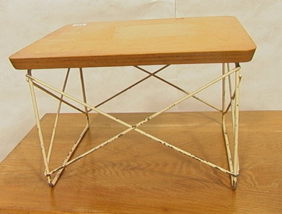 Early Eames Herman Miller LTR Table. Natural Bir: Early Eames Herman Miller LTR Table. Natural Birch laminate top on rod base. Early Label.-- Dimensions: H: 10 inches: W: 13.25 inches: D: 15.5 inches ---