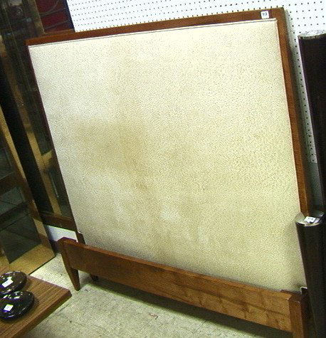 Large Decorator Faux Ostrich Padded Headboard wit: Large Decorator Faux Ostrich Padded Headboard with Wood Frame. Low Footboard. Bed.-- Dimensions: H: 60 inches: W: 64 inches ---