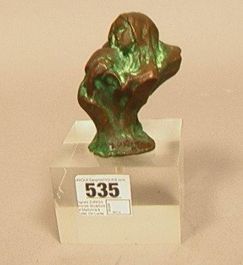 Signed ZUNIGA Bronze Sculpture of Madonna & Child: Signed ZUNIGA Bronze Sculpture of Madonna & Child. On Lucite Base. Signed. Bronze is 3 in. Tall-- Dimensions: H: 5 inches: W: 3 inches ---