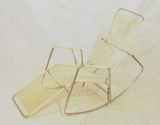 Chrome Tube Chaise Lounge. Switches from Rocking: Chrome Tube Chaise Lounge. Switches from Rocking Lounger to Stationery Lounge Chair. 3 Positions. Rubber straps.-- Dimensions: H: 44 inches: D: 25.5 inches: L: 70 inches ---