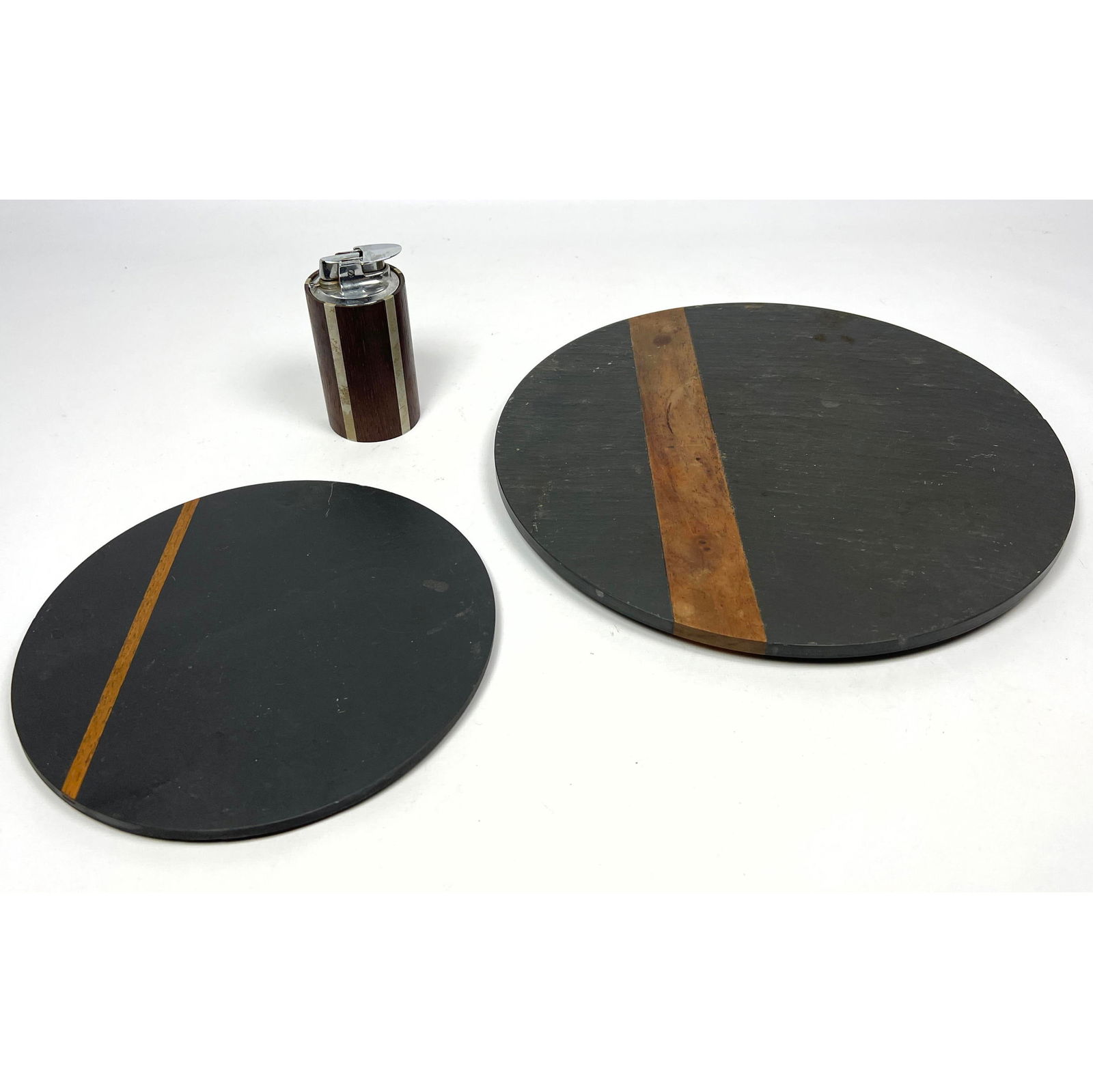 3pc Paul Evans Philip Lloyd Powell Pewter and Walnut Lighter. Harpswell House Maine Slate and Walnut (1 of 18)