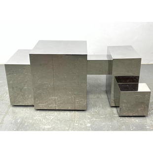 Paul Evans Style Stainless Steel Coffee Table. Abstract Cube Design. Mid Century Modern: Paul Evans Style Stainless Steel Coffee Table. Abstract Cube Design. Mid Century Modern Dimensions: Height: 18.5 inches, Width: 44 inches, Depth: 17 inches. ---