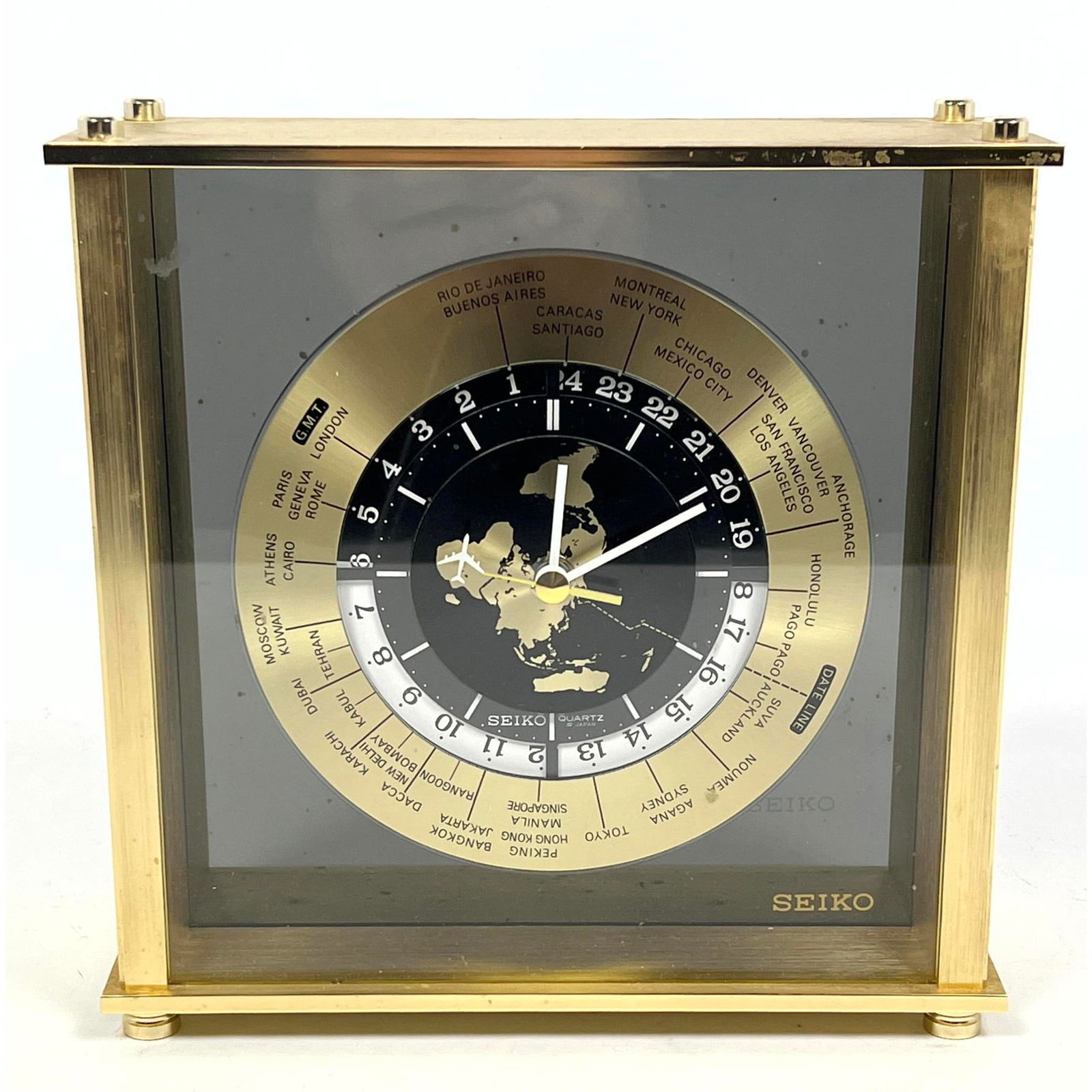 SEIKO World Clock. Brass Case. Dials give the time in various parts of the world/ different hemisphe (1 of 11)