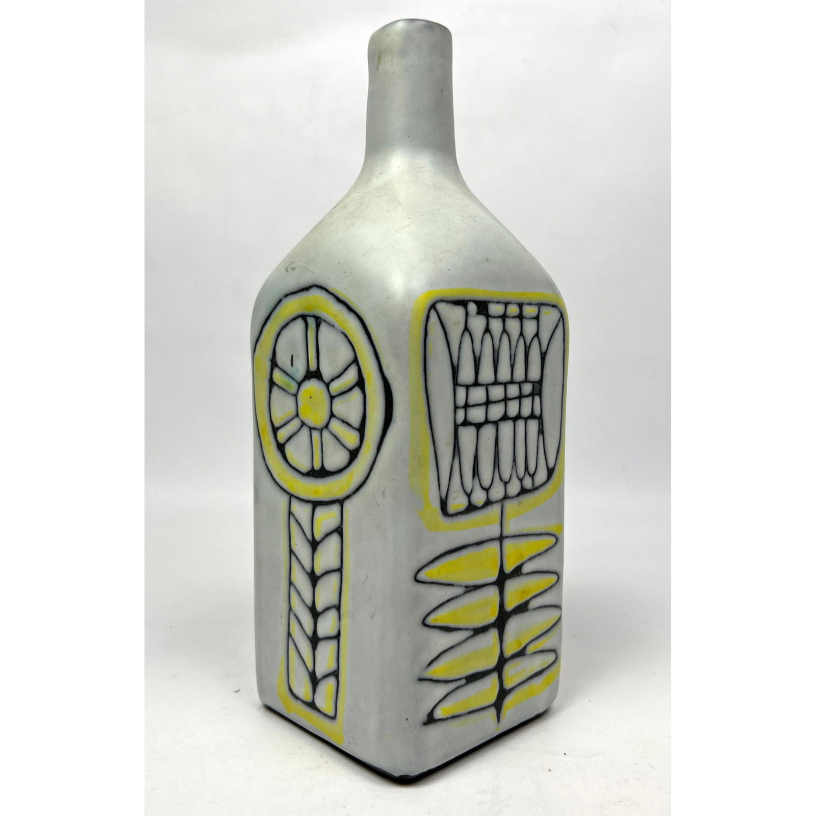 Signed Roger Capron France Glazed Ceramic Vase.  French Milk Bottle Form Vase. Marked (1 of 9)