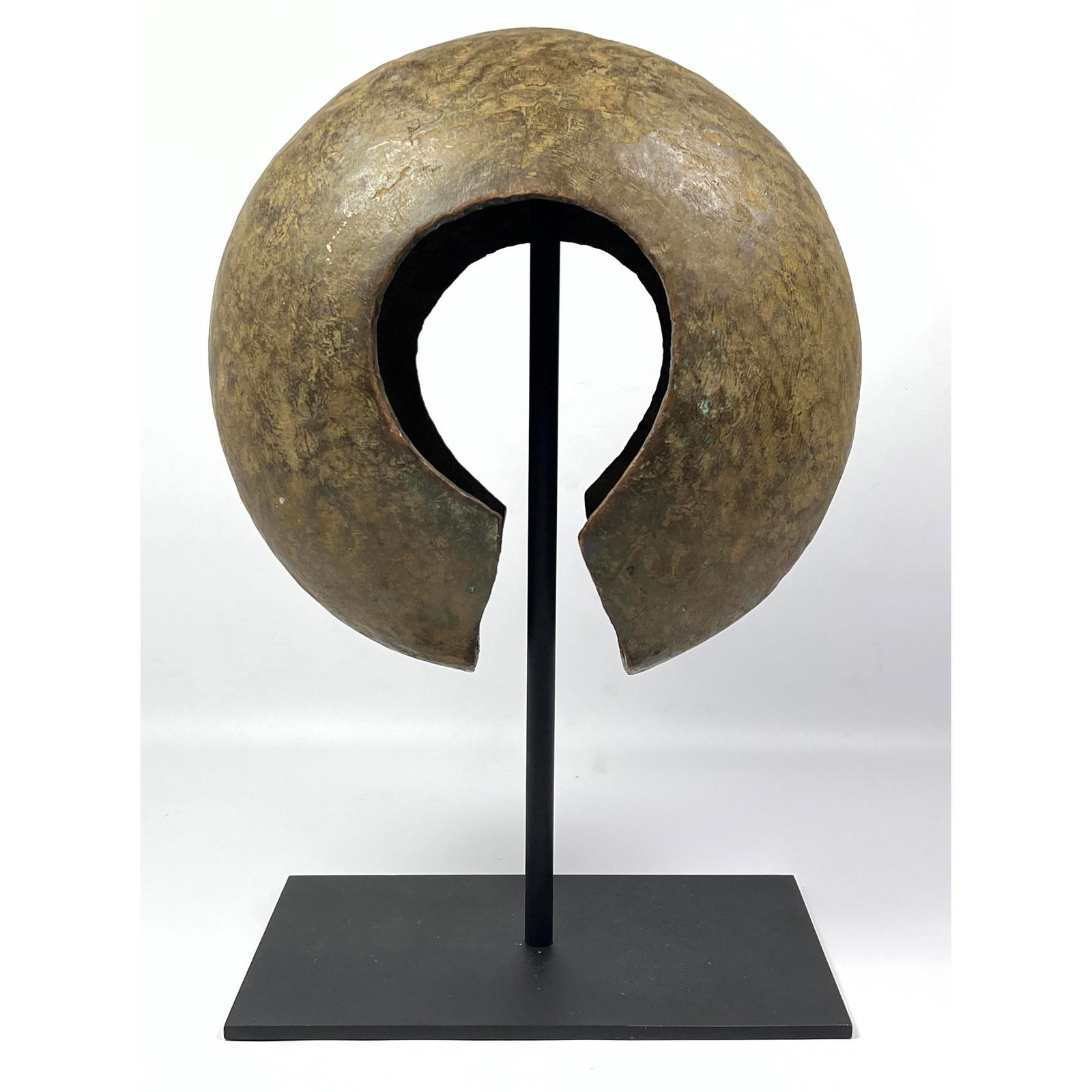 Traditional copper African Manilla Currency Metal. On custom metal stand. Table sculpture. (1 of 11)