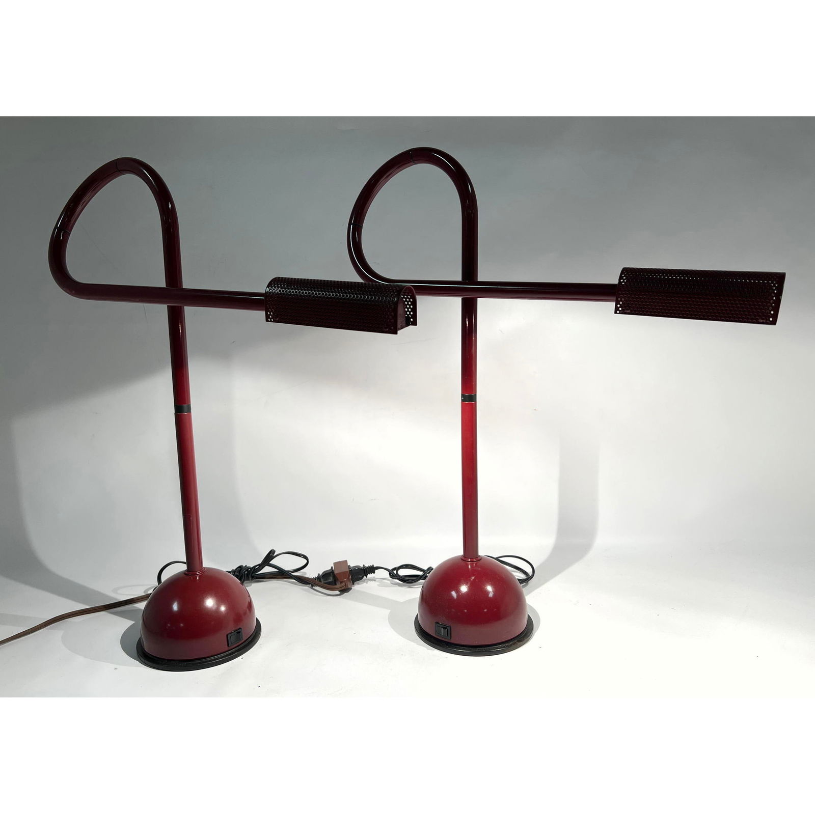 Pair LUXO Post Modern Table Lamps. Twisted Form with Pierced Shade. (1 of 16)