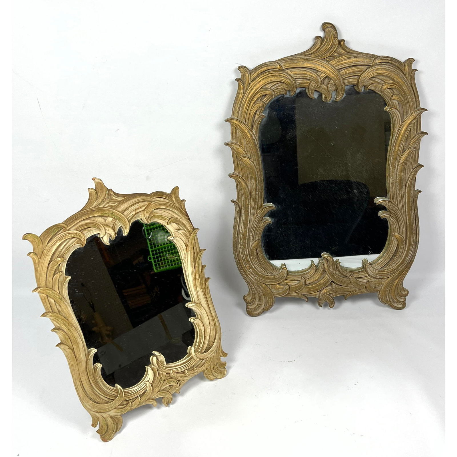 2pc Serge Roche style small mirrors. Composition construction.  Smaller has stand for table. Unsigne (1 of 11)