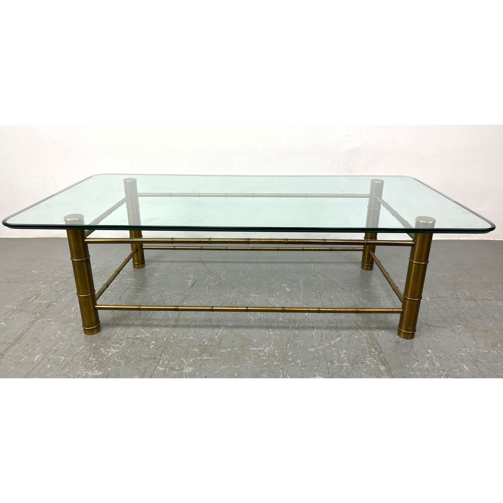 Mastercraft Style Brass Faux Bamboo Coffee Table 3/4" Glass (1 of 7)