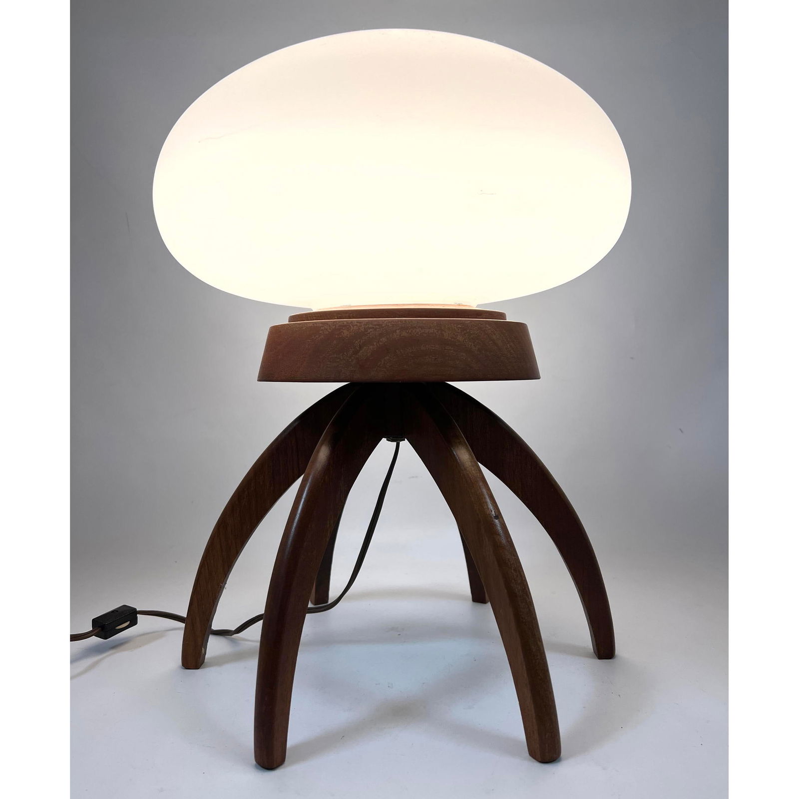 Frosted glass and walnut Octopus table lamp. Modernist Lighting. Octopus base. (1 of 13)
