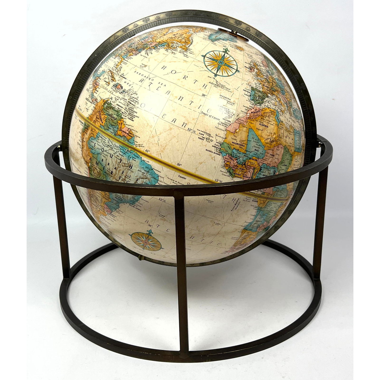 Mid Century Paul McCobb Style Bronze Frame Table Globe (1 of 9)