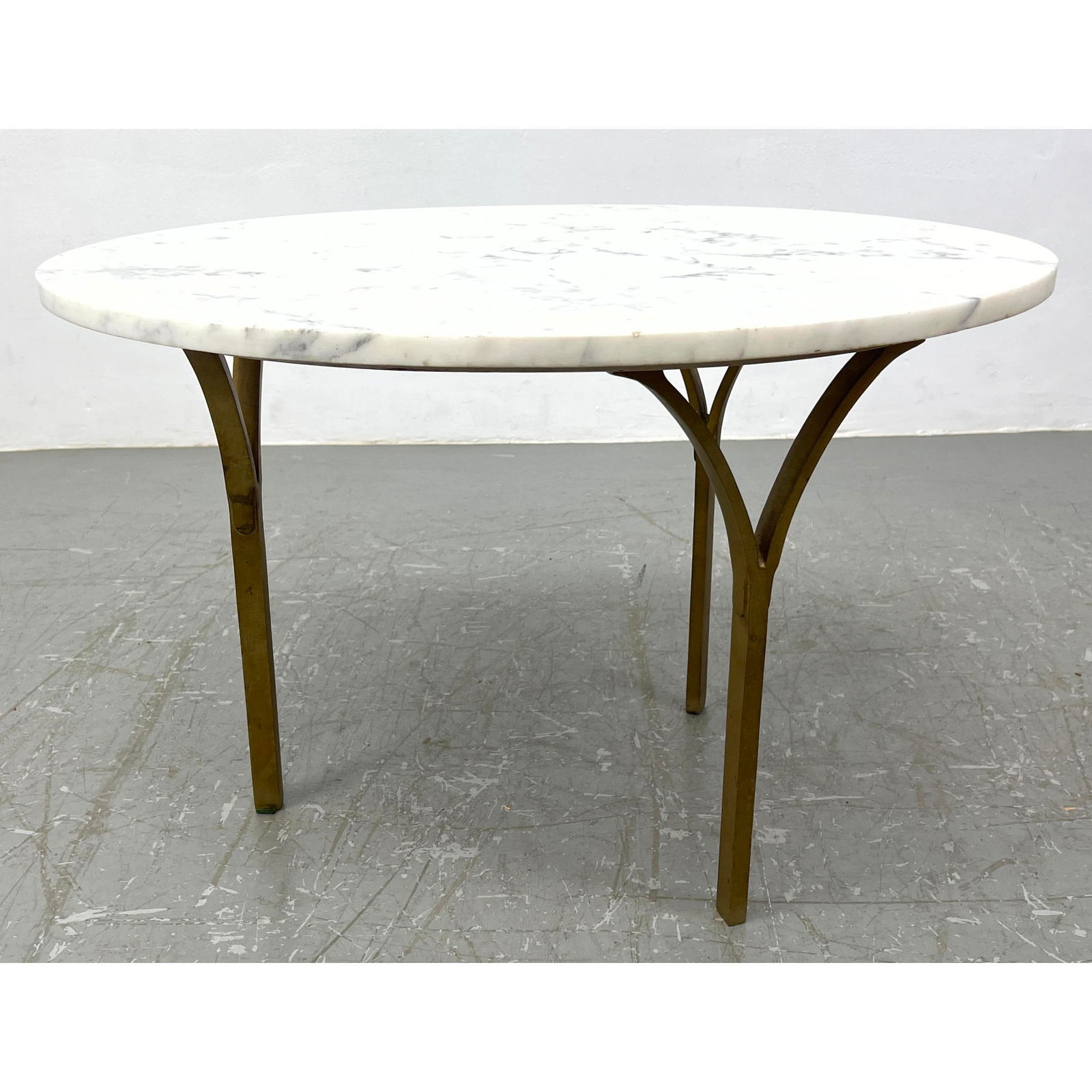 Italian style Modernist Marble Top Side Table with three Y shaped legs. (1 of 9)