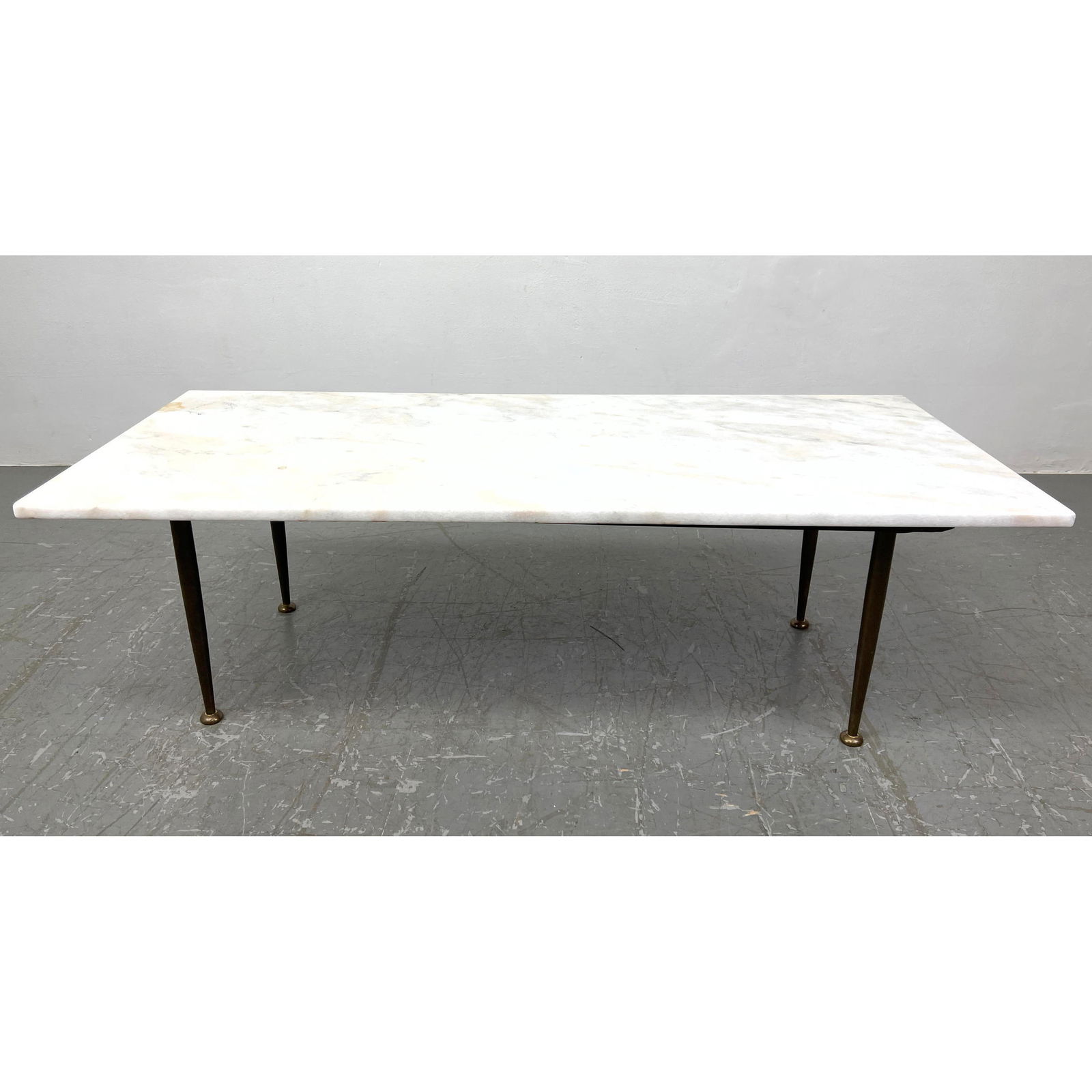 Italian Marble and Bronze Tapered Leg Coffee Table. 1960's (1 of 9)