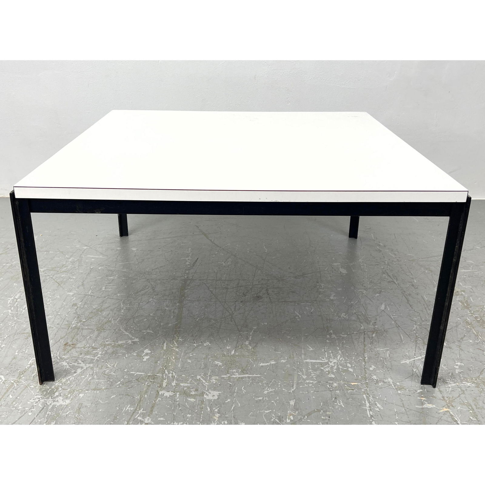 Florence Knoll T Frame White Laminate Top Coffee Table.  Iron base. (1 of 11)