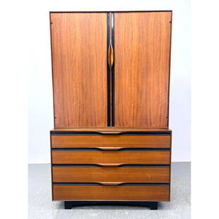 John Kapel Armoire Chest Dresser for Glenn of California. John Stuart Label.: John Kapel Armoire Chest Dresser for Glenn of California. John Stuart Label. Dimensions: Height: 70.25 inches, Width: 42 inches, Depth: 20 inches. ---