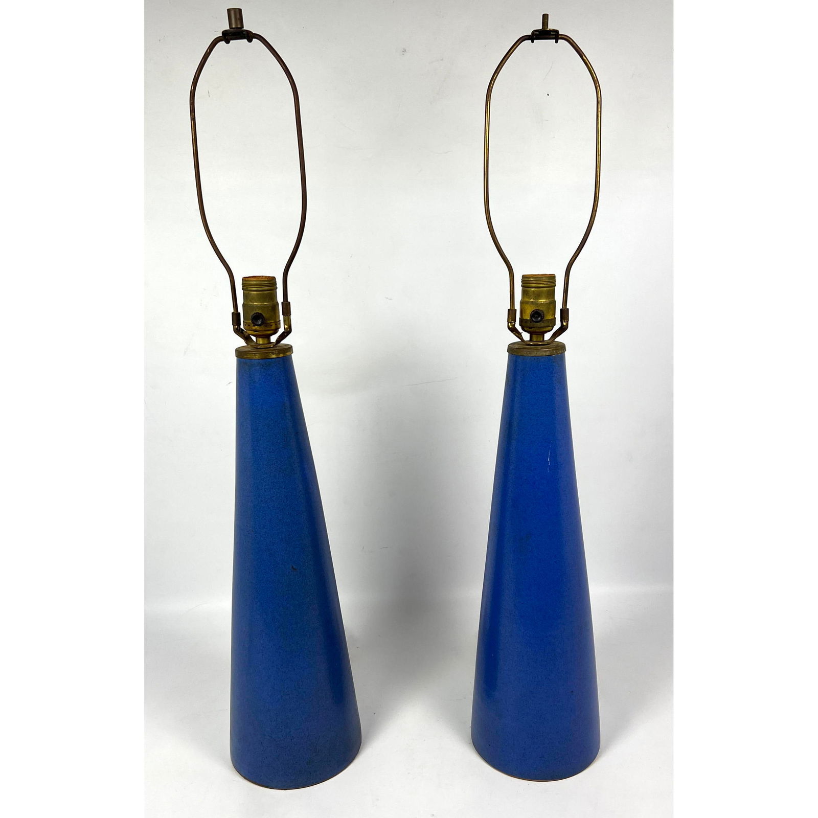 Pair Mid Century Modern Made in Austria ceramic lamps.  Cone form. (1 of 14)