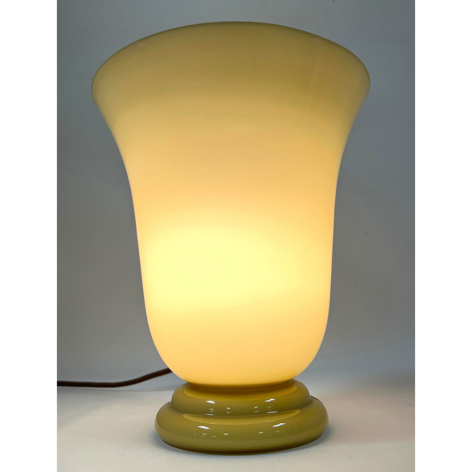 VV France Cased glass torchiere style table lamp. Butterscotch glass over white. (1 of 10)