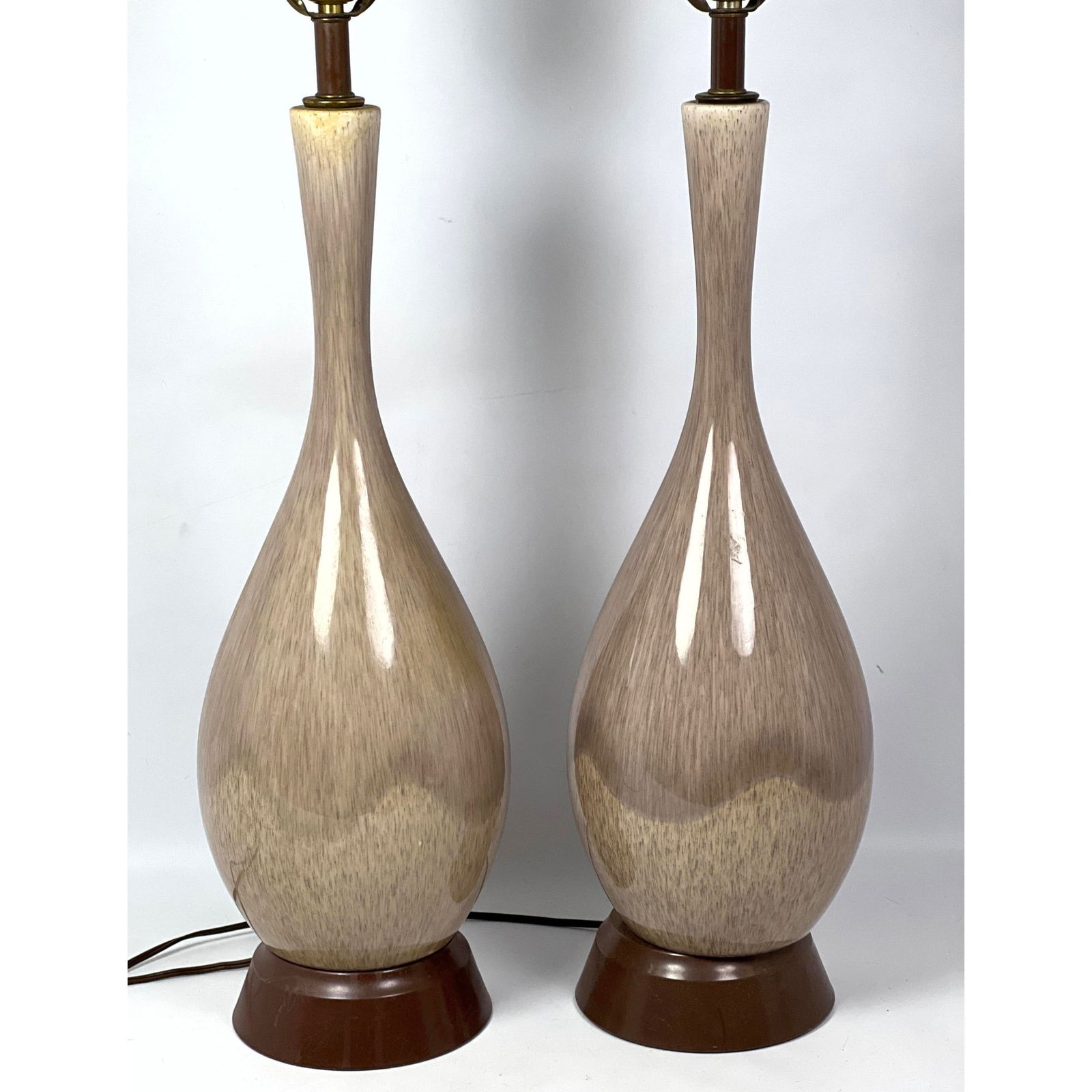 Pr Glazed Teardrop Form Modernist Table Lamps (1 of 10)
