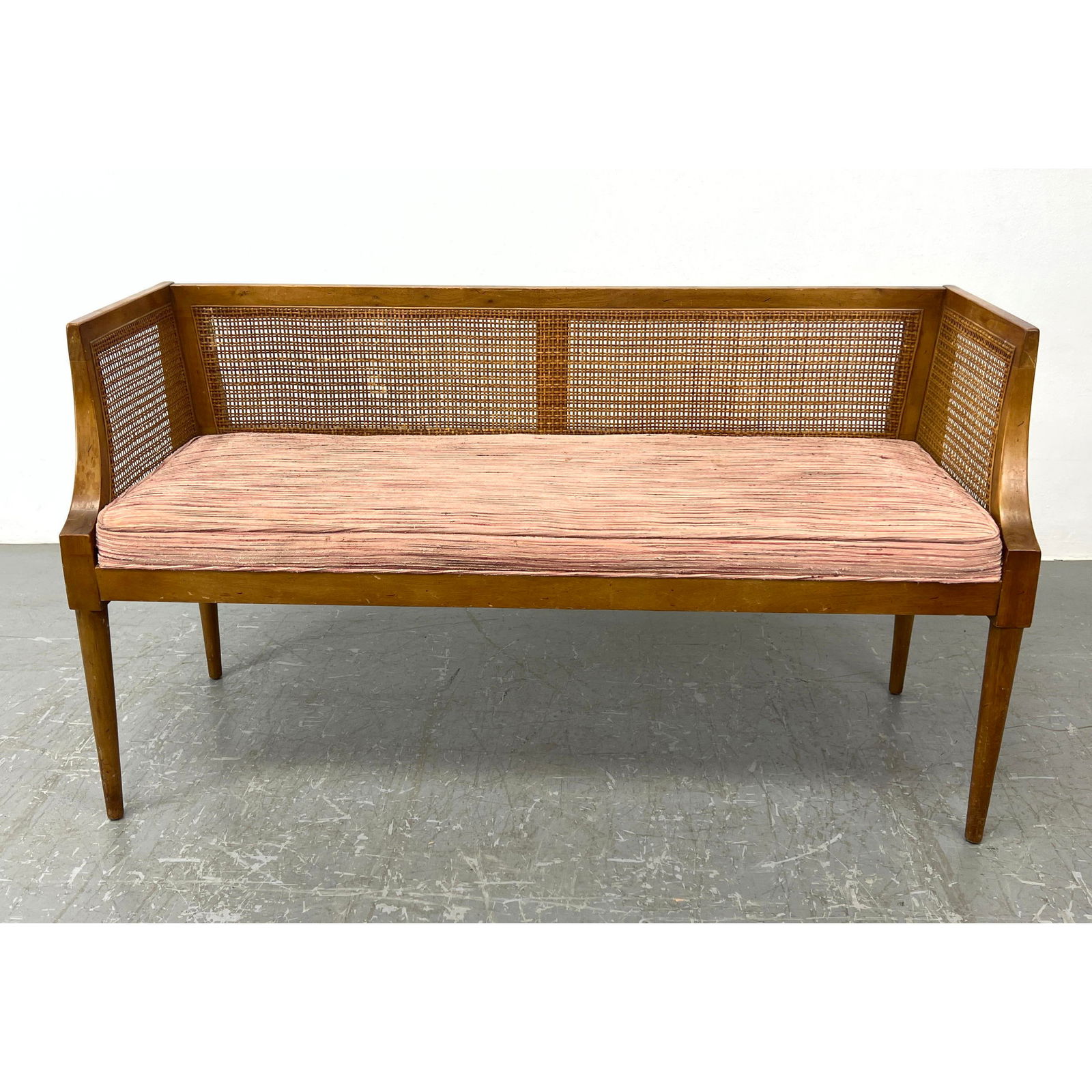 Mid Century Walnut and Cane Window Bench. (1 of 10)