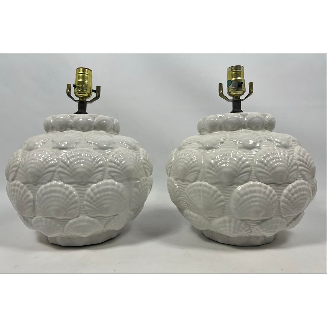 Pair Shell Design High Glazed Table Lamps. (1 of 10)