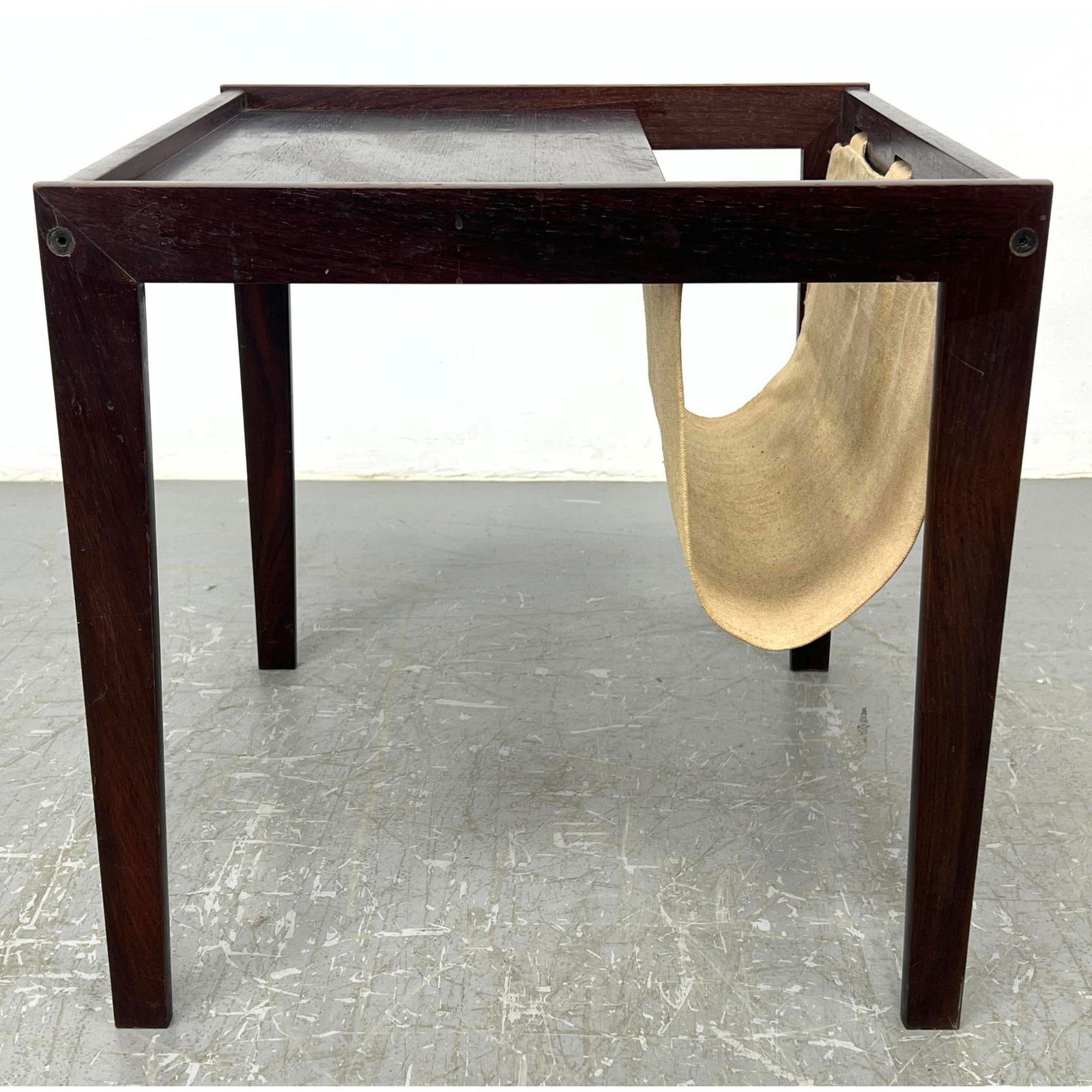 Bent Silberg Mobler Denmark Danish Modern Rosewood and Canvas Side Table / Magazine Rack (1 of 10)