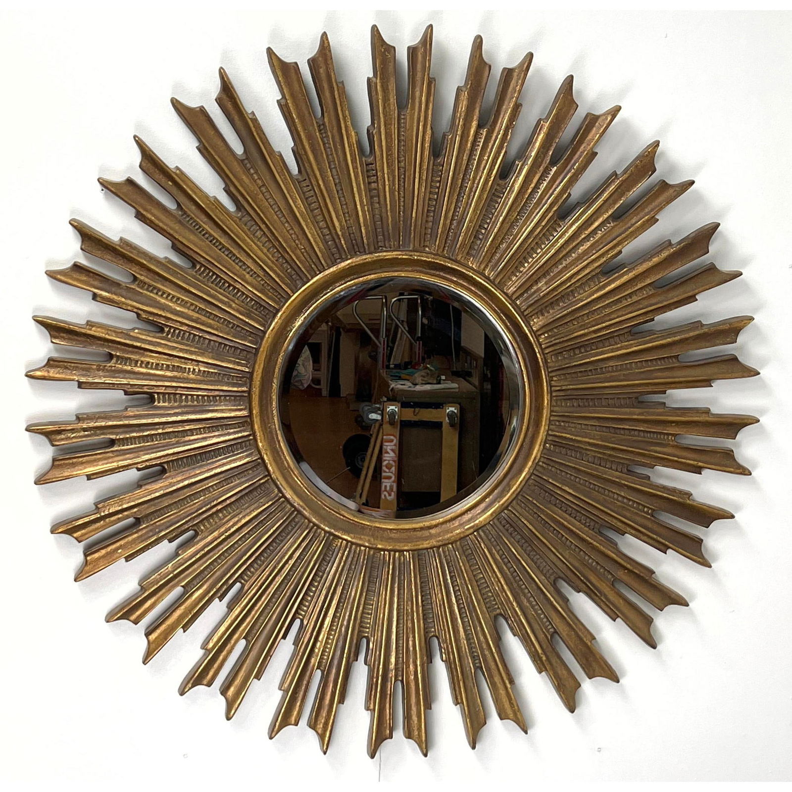 Vintage Plaster Sunburst Wall Mirror. (1 of 8)