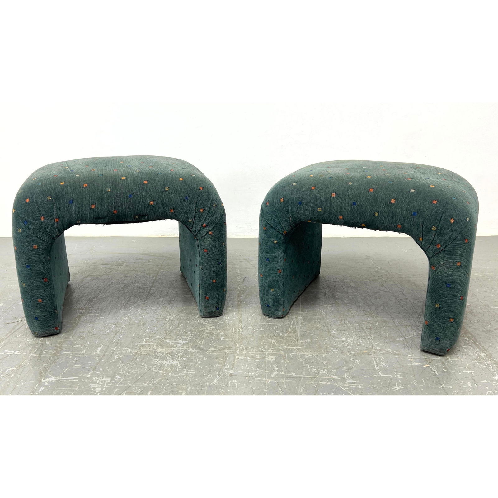 Mid Century Springer Style Upholstered Benches.  Curved benches. (1 of 9)
