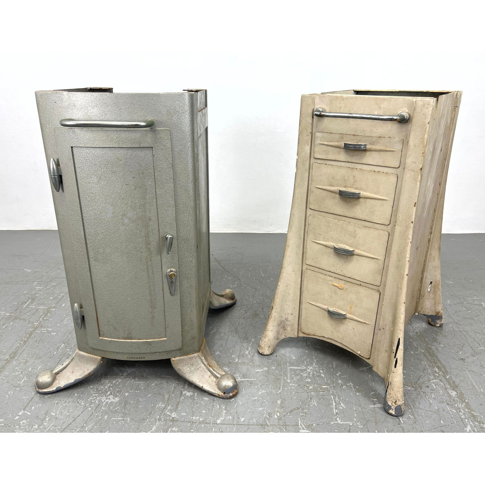 2pcs Heavy Industrial Steel Medical Cabinet Bases. Unique form.  Solid Very Heavy. (1 of 19)
