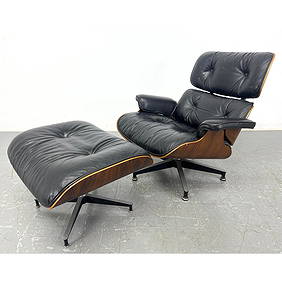 Charles Eames for Herman Miller Rosewood 670 lounge chair and 671 ottoman, black leather and origina (1 of 16)
