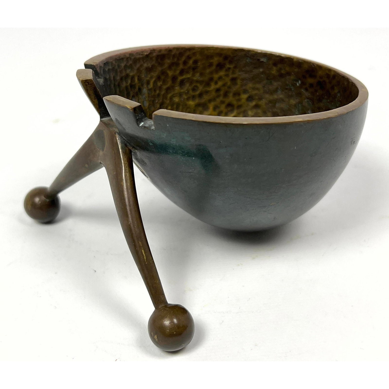 PAL-BELL Cast Bronze Ashtray. Inverted Snail form. Stamped Mark; Israeli: PAL-BELL Cast Bronze Ashtray. Inverted Snail form. Stamped Mark; Israeli Dimensions: Height: 3 inches, Width: 4.75 inches, Depth: 3.75 inches. ---