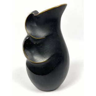 Austrian Bronze Modernist Vase. Organic form. Similar to Hagenauer. Unmarked.: Austrian Bronze Modernist Vase. Organic form. Similar to Hagenauer. Unmarked. Dimensions: Height: 7 inches, Width: 4 inches, Depth: 3 inches. ---