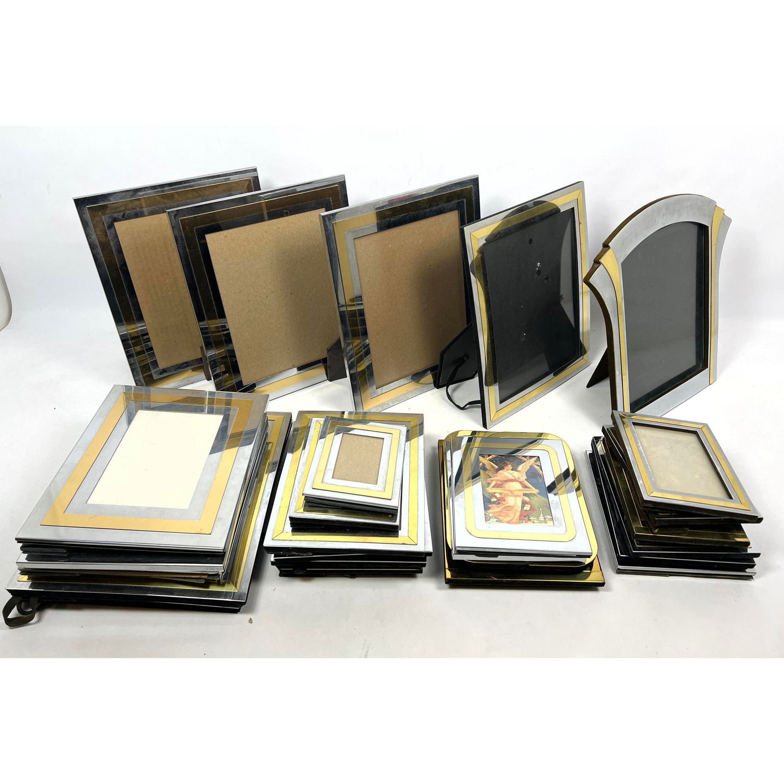 Large lot. Karl Springer Style Chrome and Brass Picture Frames. (1 of 13)