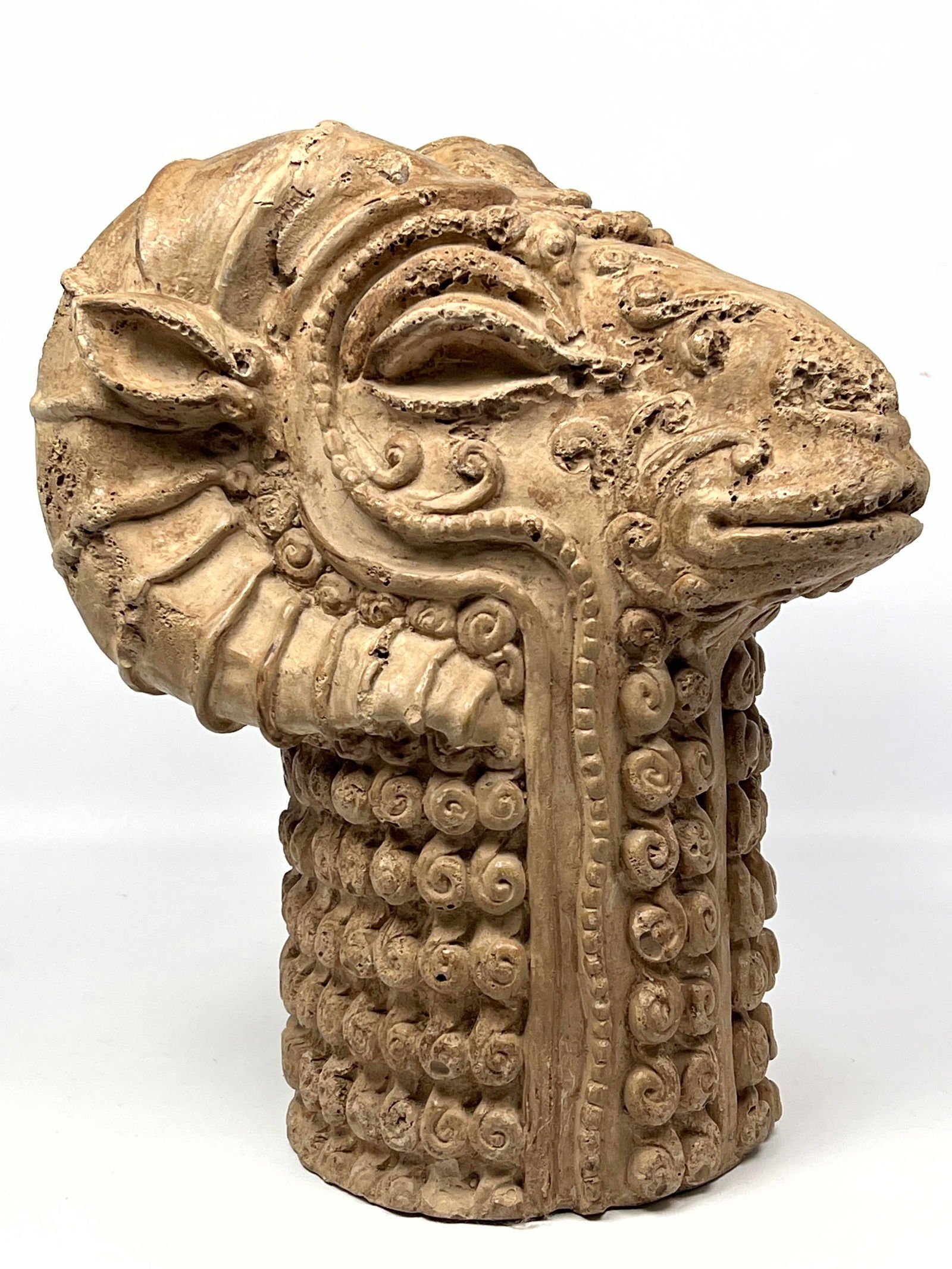 Glazed Italian Plaster Rams Head Sculpture (1 of 8)