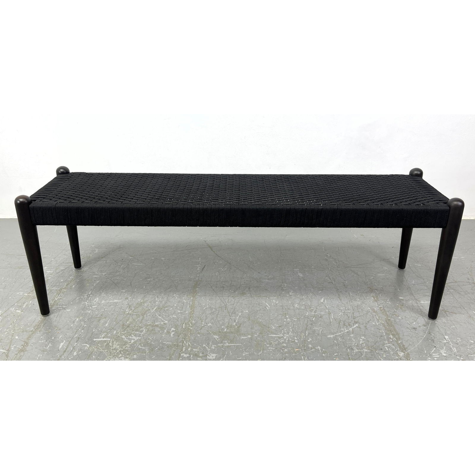 Modernist Contemporary Bench. Woven Braided Black Straps. Discontinued. (1 of 10)