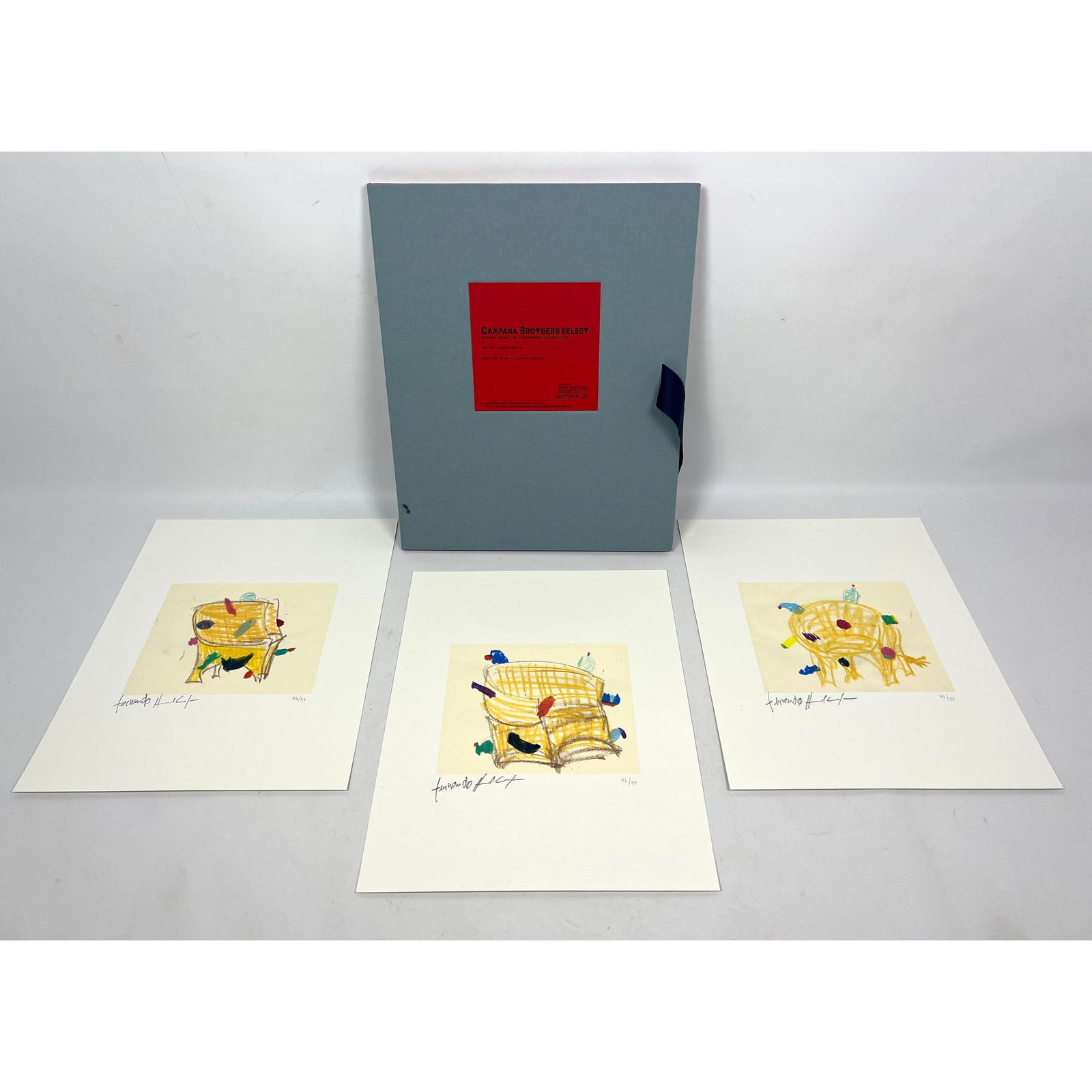 CAMPANA BROTHERS Select Set of 3 Prints. Cooper Hewitt National Design Museum. 3 Prints #46/50 in Po: CAMPANA BROTHERS Select Set of 3 Prints. Cooper Hewitt National Design Museum. 3 Prints #46/50 in Portfolio sleeve. Fernando and Humberto Campana. Dimensions: Height: 15 inches, Width: 12 inches. ---