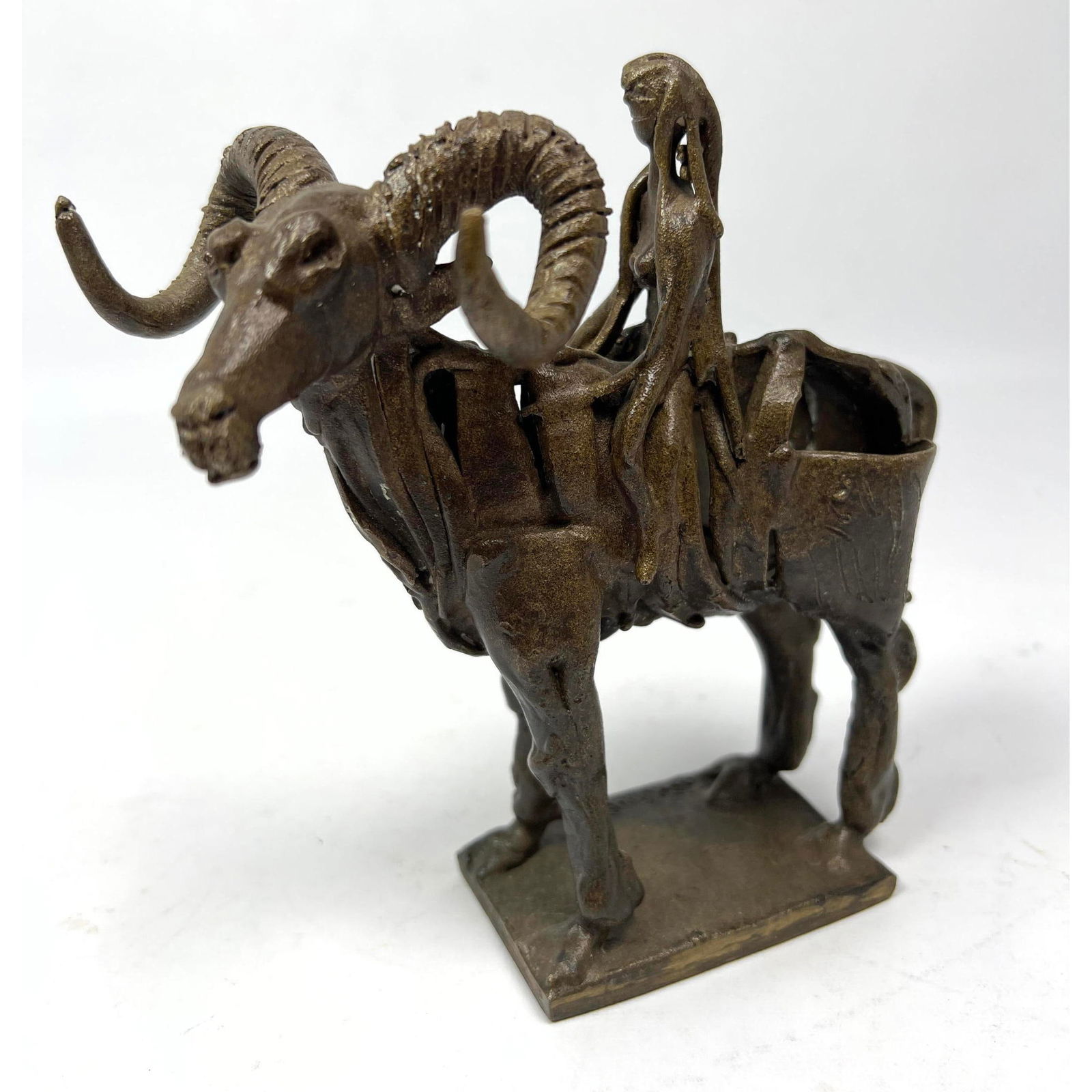 JOHN KEARNEY Bronze Figural Sculpture. "Lady Godiva on a Ram" Modernist Sculpture signed by artist. (1 of 9)