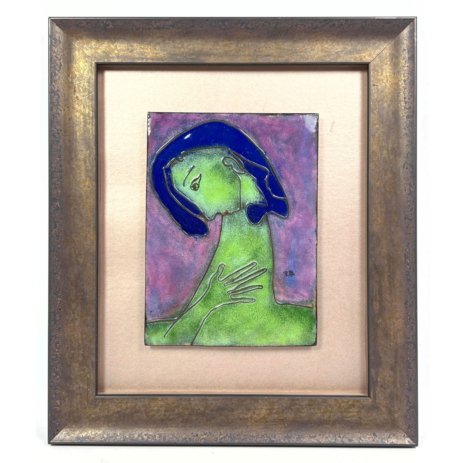 Mid Century Modern Enamel Plaque Initialed R B. (1 of 9)