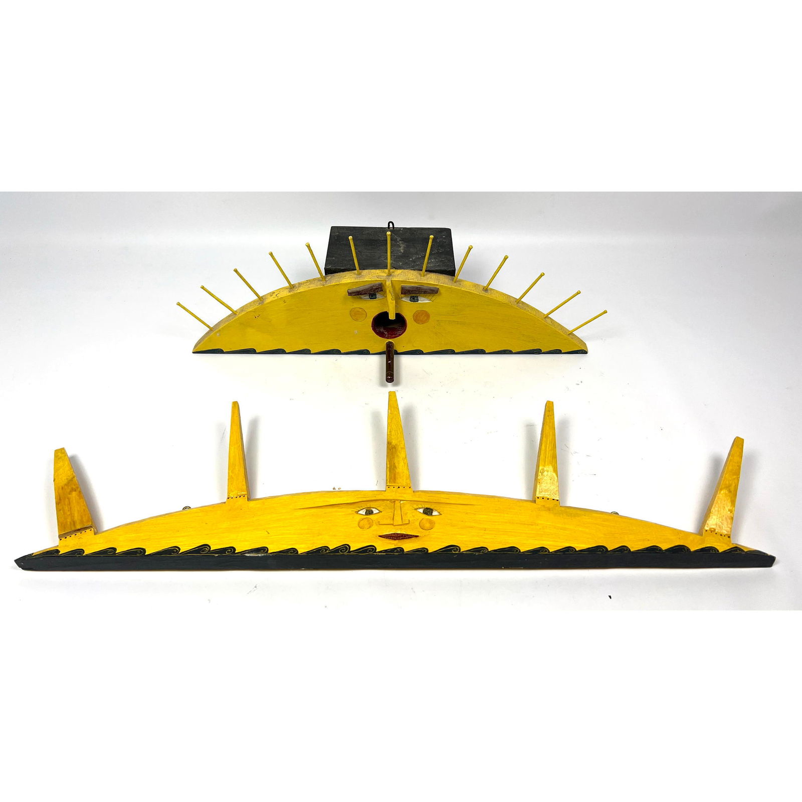 Daniel m Hale 1990 and 1989 bird house and wall sculpture. Sun face designs. Artist signed. (1 of 13)