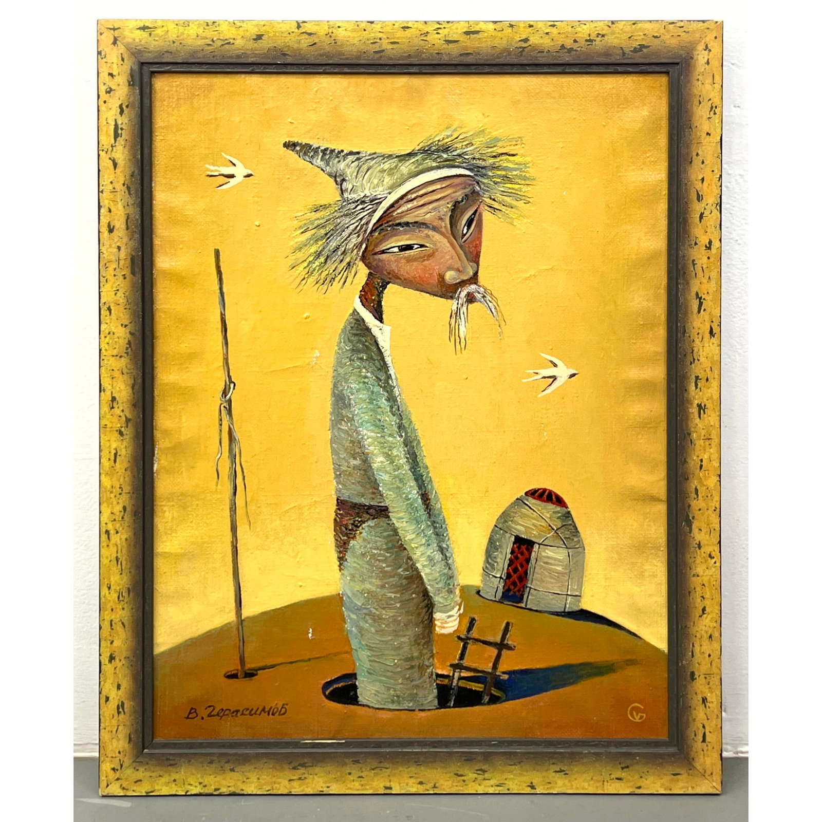 B. Zepacumob Russian Genre Painting on Canvas.: B. Zepacumob Russian Genre Painting on Canvas. Dimensions: Height: 24 inches, Width: 19 inches. --- US Packing and Shipping charge: In house shipping available. Will be calculated once destination kno