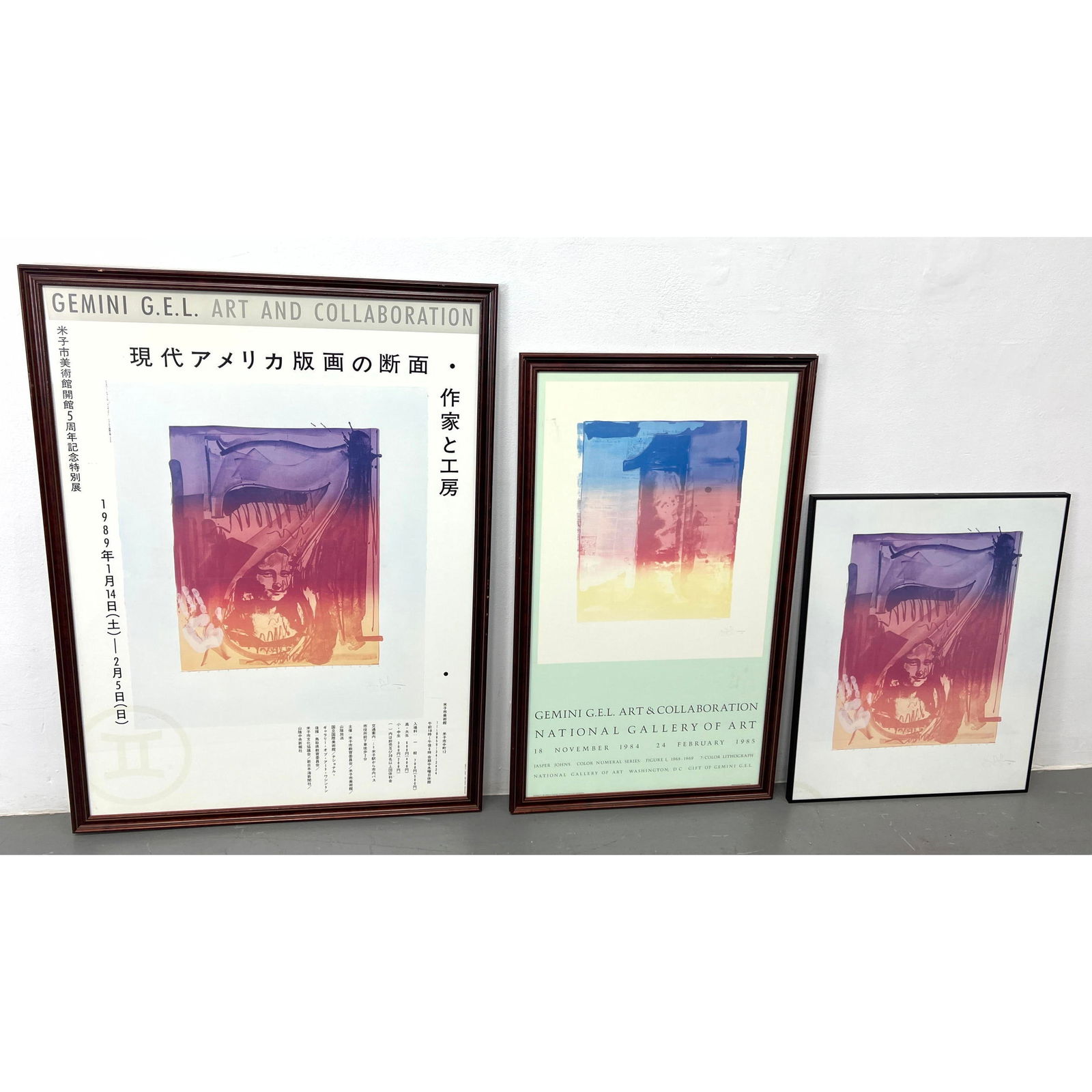 3pcs Jasper Johns Gemini GEL Editions Exhibit posters. Series 1 and 7. one for National Gallery of A (1 of 13)