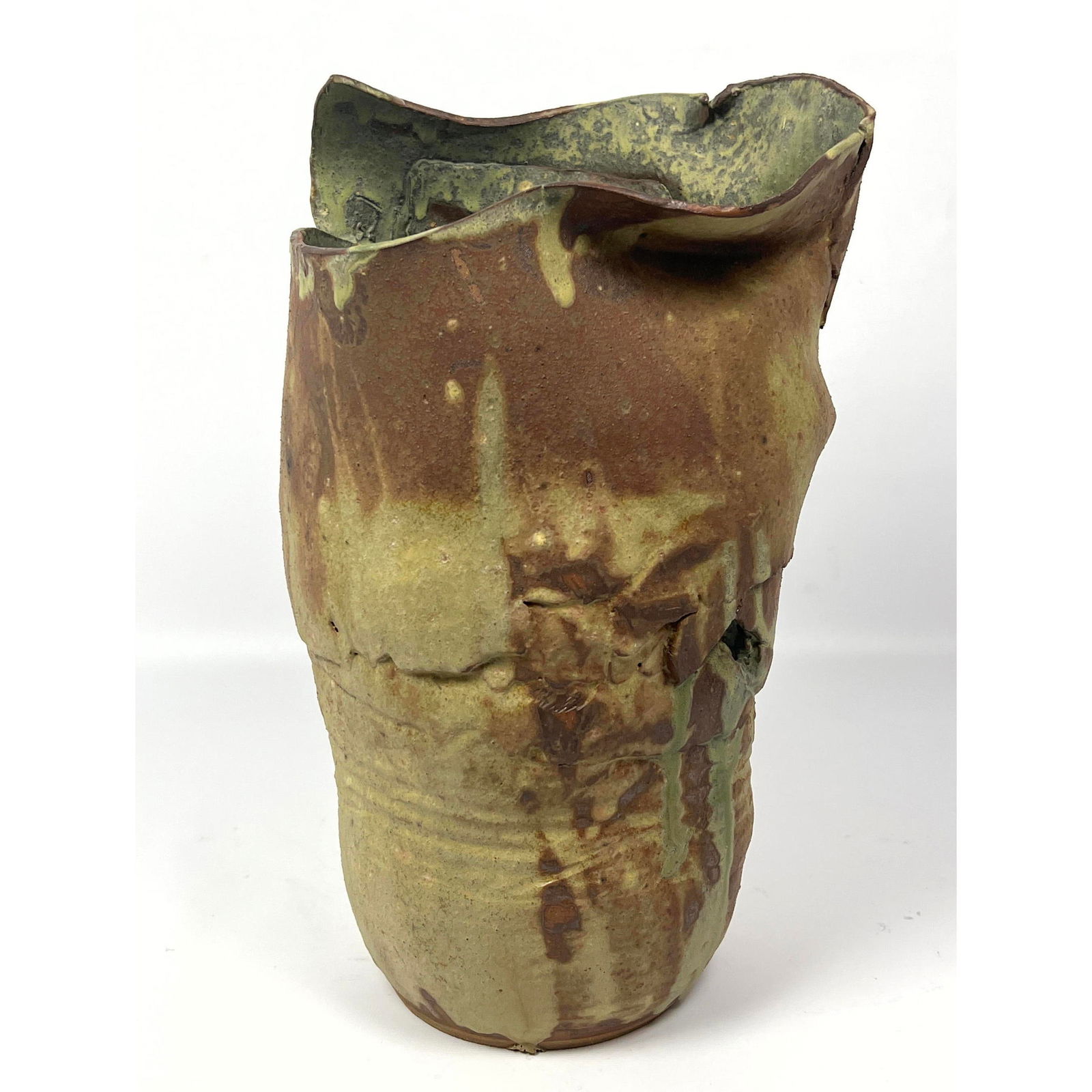 Studio Pottery Glazed Free Form Vessel Vase. Organic form. (1 of 9)