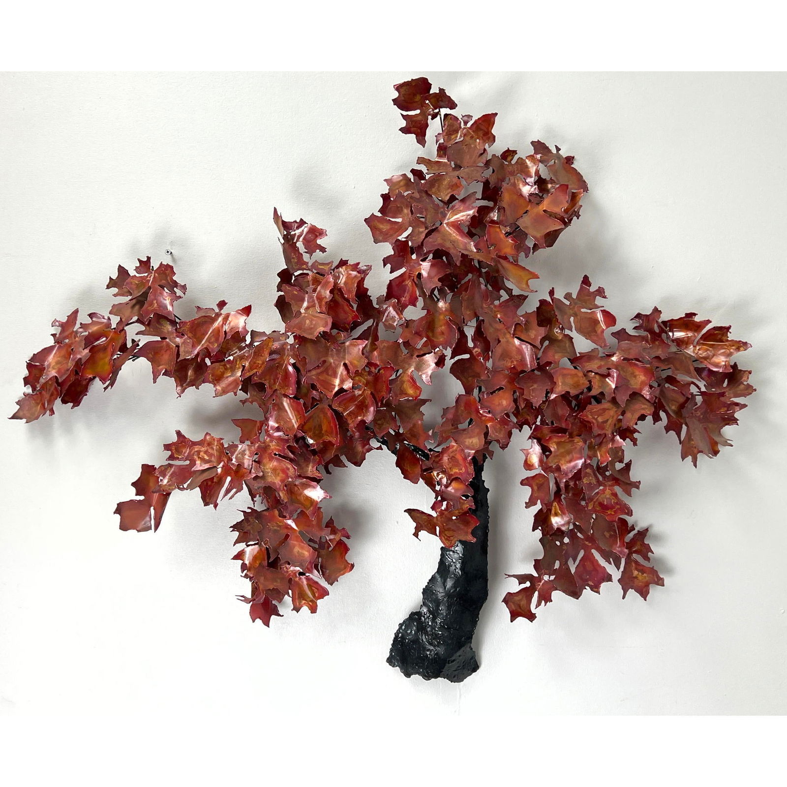 Patinated Copper Leaves Metal Tree Wall Sculpture. Fall Autumnal Tree. (1 of 7)