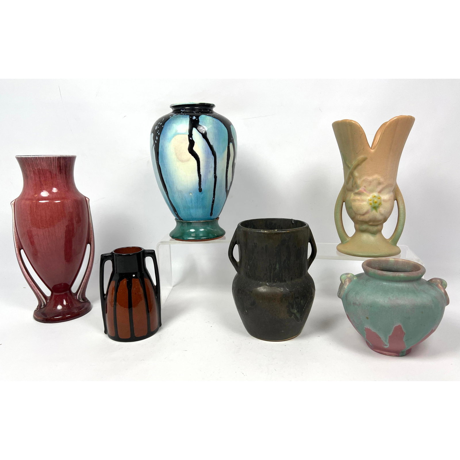 Signed Glazed Ceramic Art Pottery. ROSEVILLE, CAMARK. WELLER. and others: Signed Glazed Ceramic Art Pottery. ROSEVILLE, CAMARK. WELLER. and others Dimensions: Height: 10.5 inches, Width: 4.5 inches, Depth: 4 inches. --- US Packing and Shipping charge: In house shipping avai