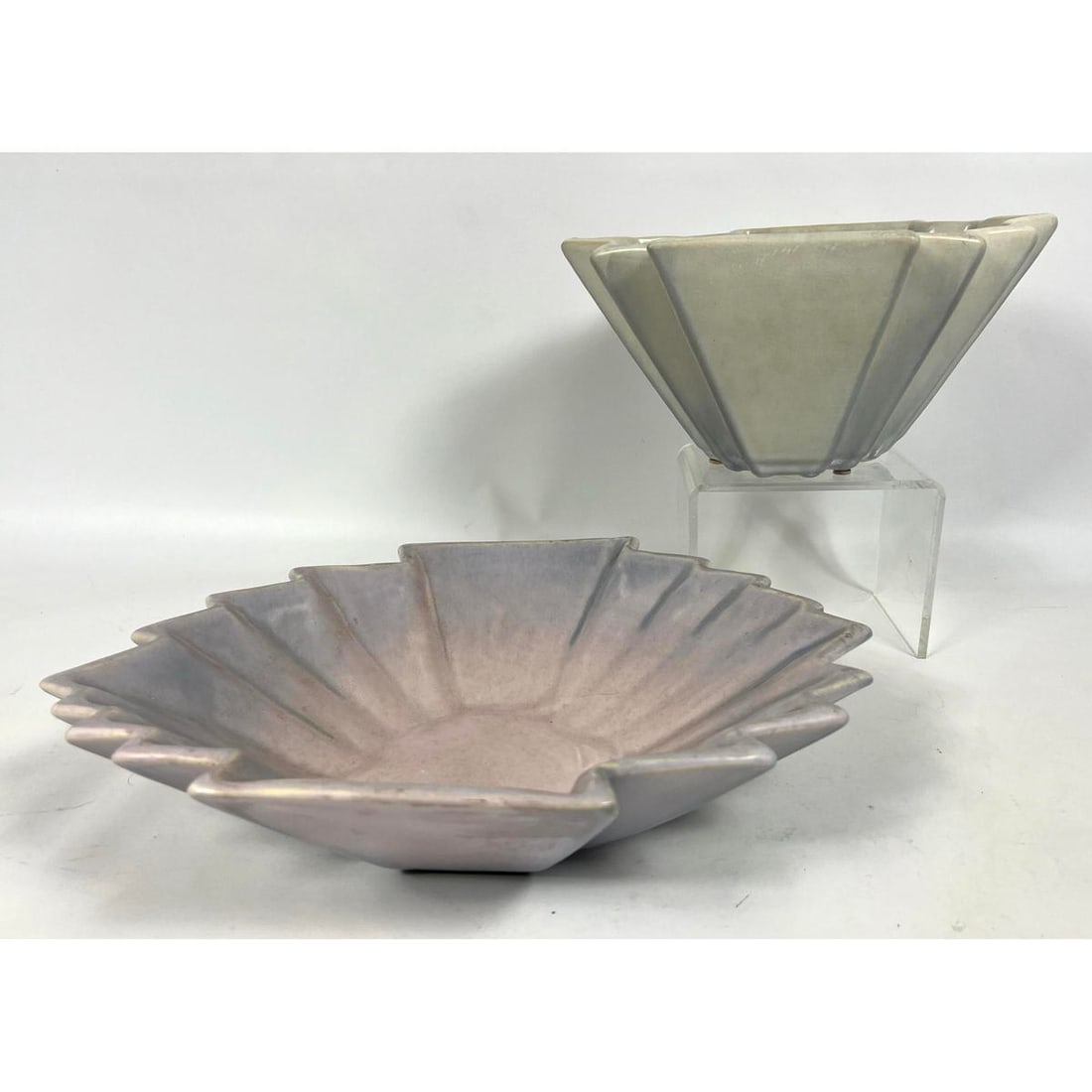 2pcs Weller Pottery. Center bowl and vase. Lorbeek pattern. USA. c. 1930 (1 of 15)