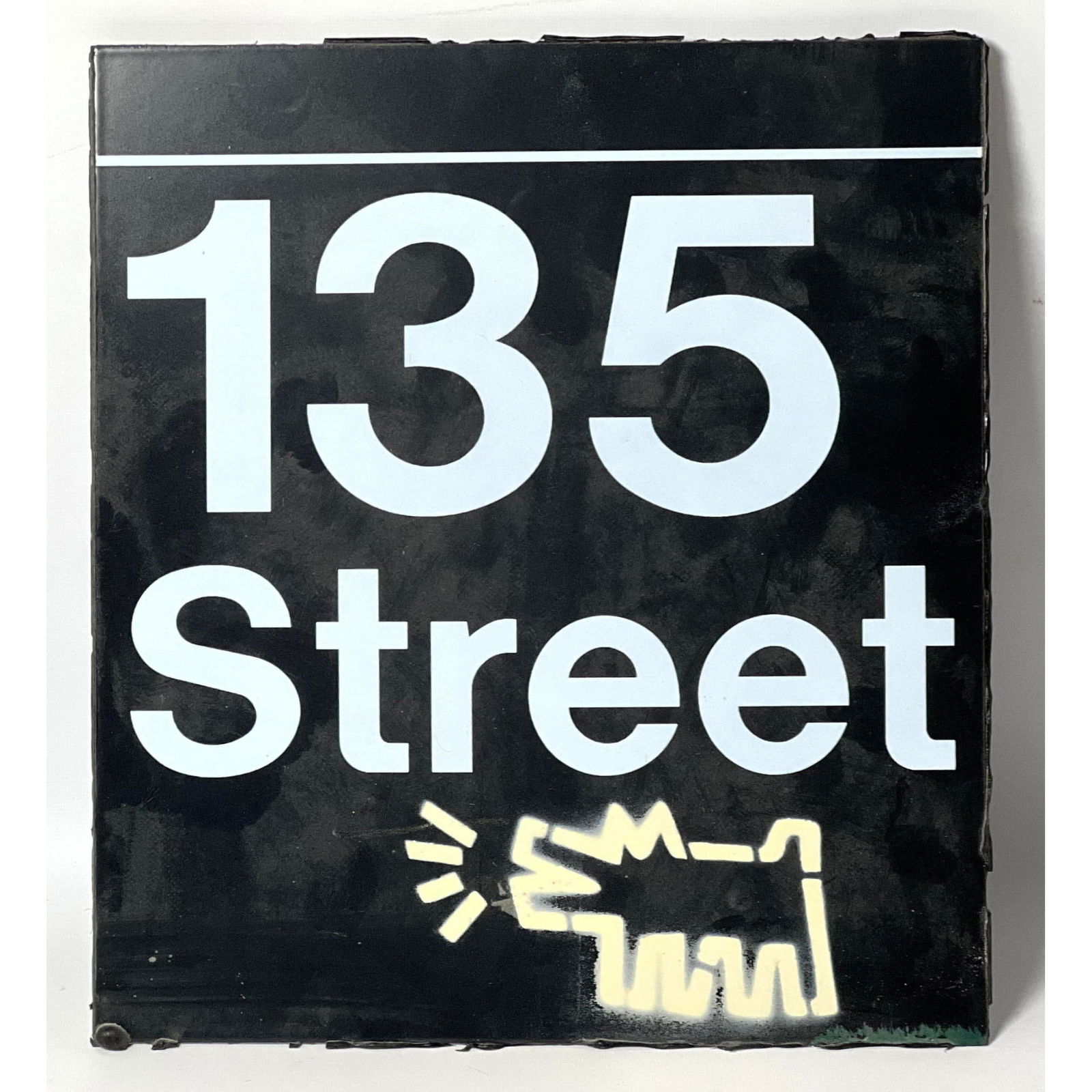 After Keith Haring Style stencil. 135th street subway sign. Enamel Steel. (1 of 4)